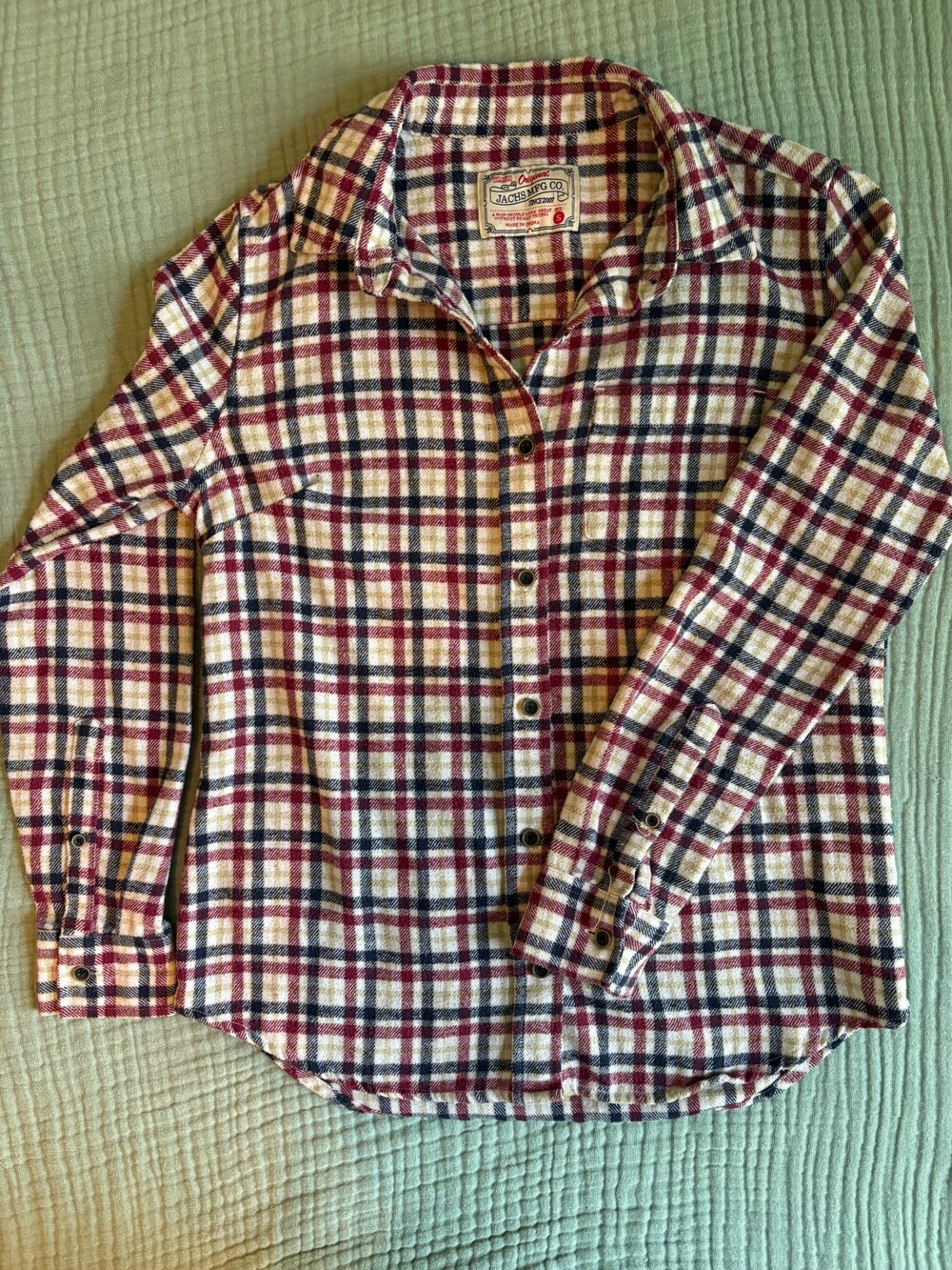 JACHS MFG CO. Small Plaid Shirt Button-Up Cotton Blend